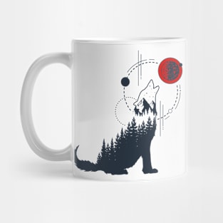 Abstract Howling Wolf, Black Design Mug